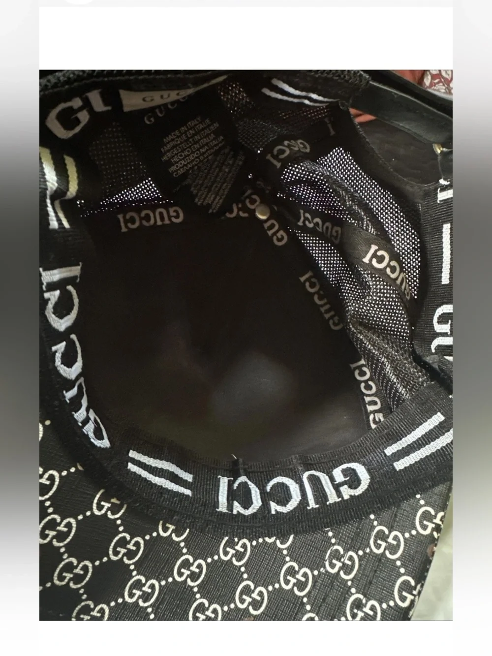 Gucci Black GG Monogram Baseball Cap with Brown Accents